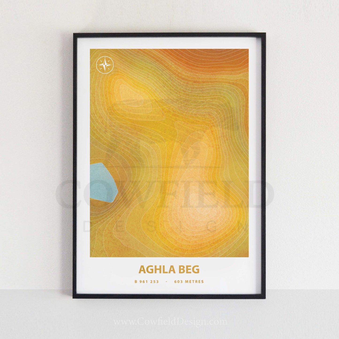 Framed 70x50 Aghla beg Custom Mountain Peak Illustration