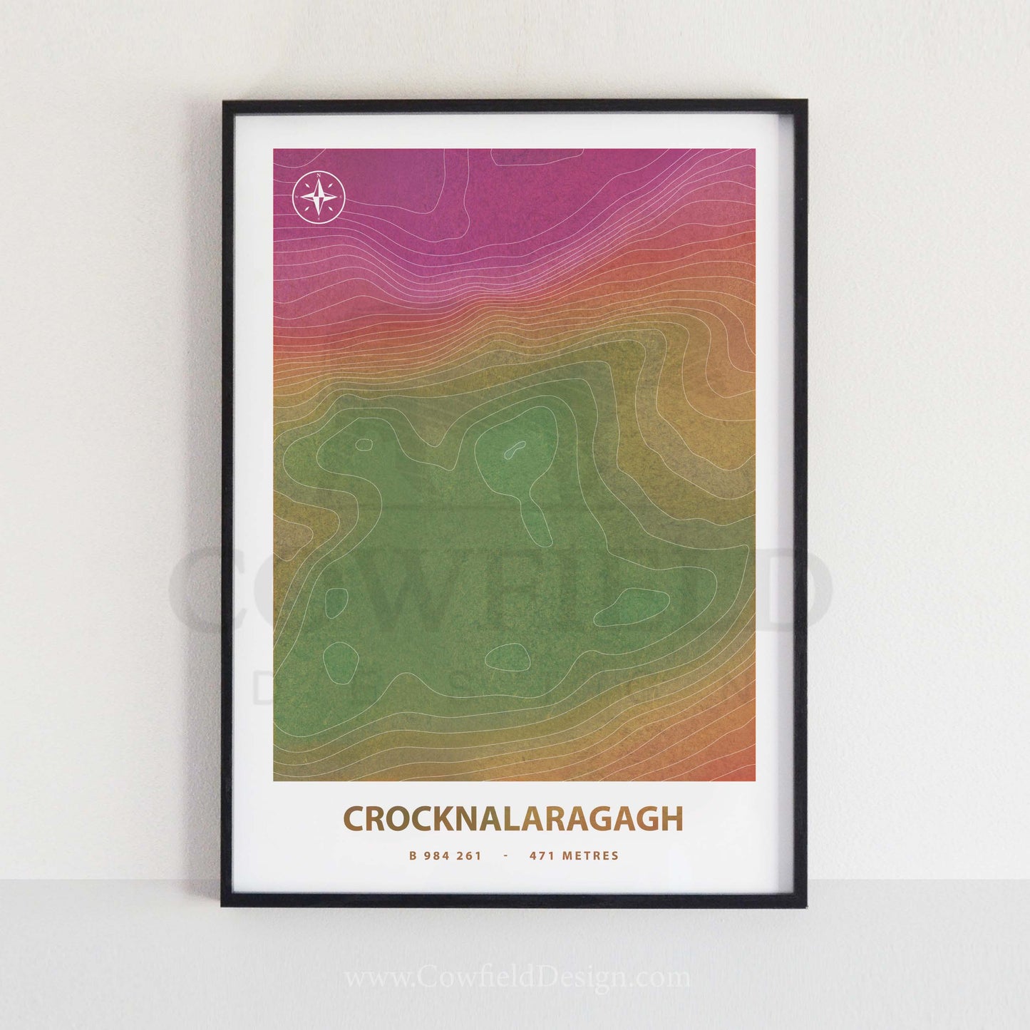 Framed Crocknalaragagh Custom Mountain Peak Illustration