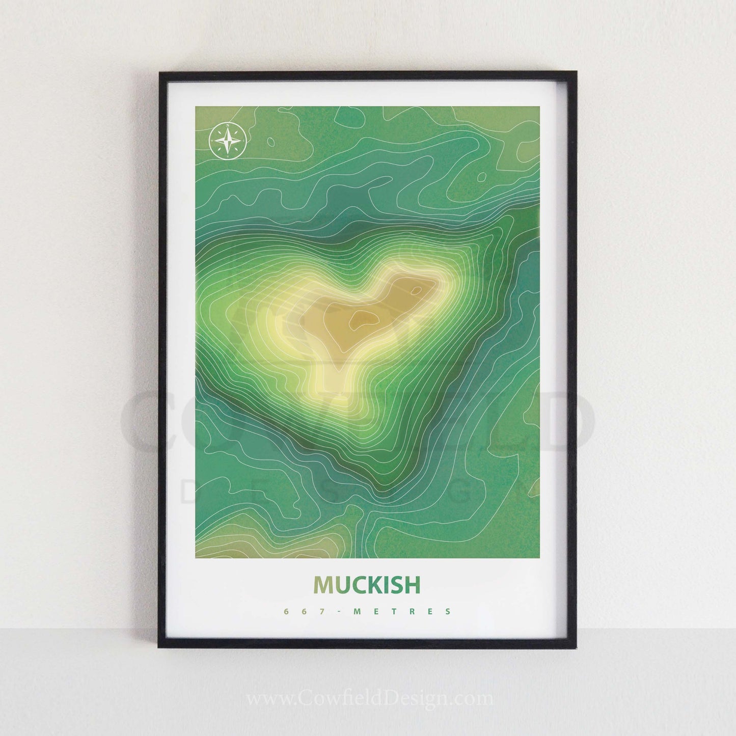 Framed 40x30 Muckish Custom Mountain Peak Illustration