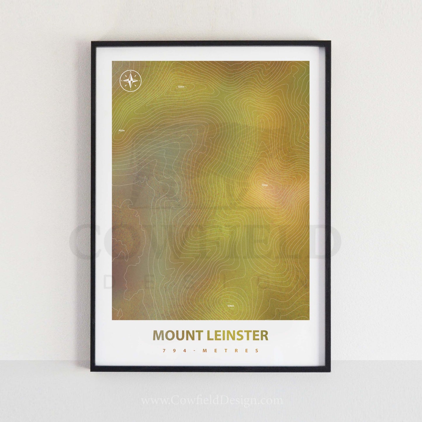 Framed 40x30 Mount Leinster Custom Mountain Peak Illustration