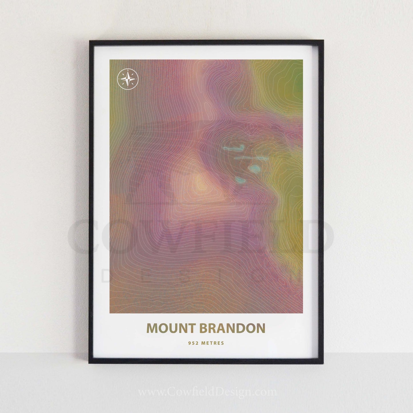 Framed Mount Brandon Custom Mountain Peak Illustration