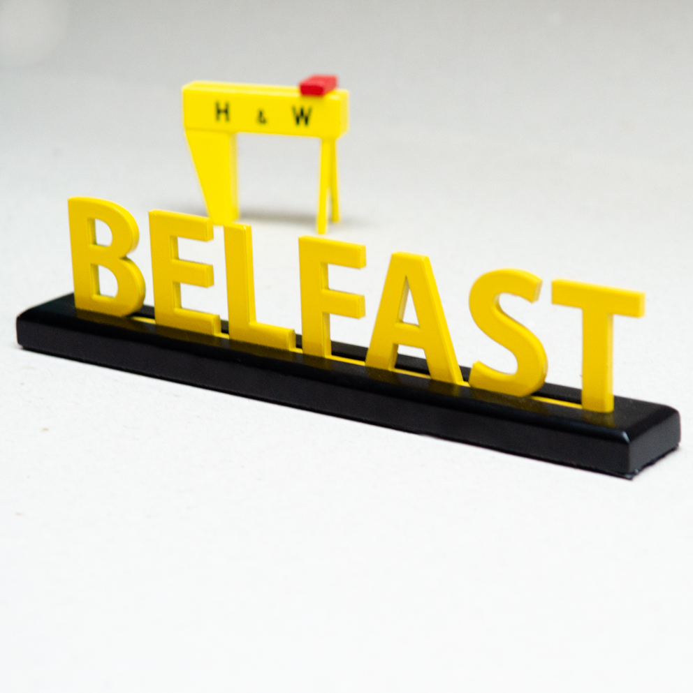 With Black Base Belfast Metal Sign