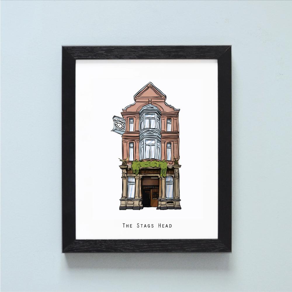 The Stags Head Illustrated pubs of Dublin