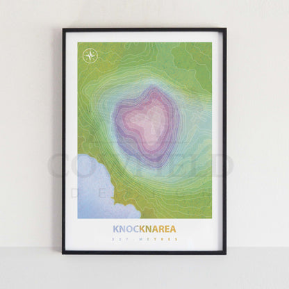 Framed Knocknarea Custom Mountain Peak Illustration