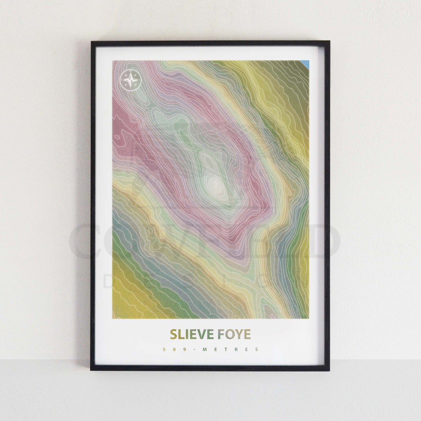 Framed Slieve Foye Custom Mountain Peak Illustration