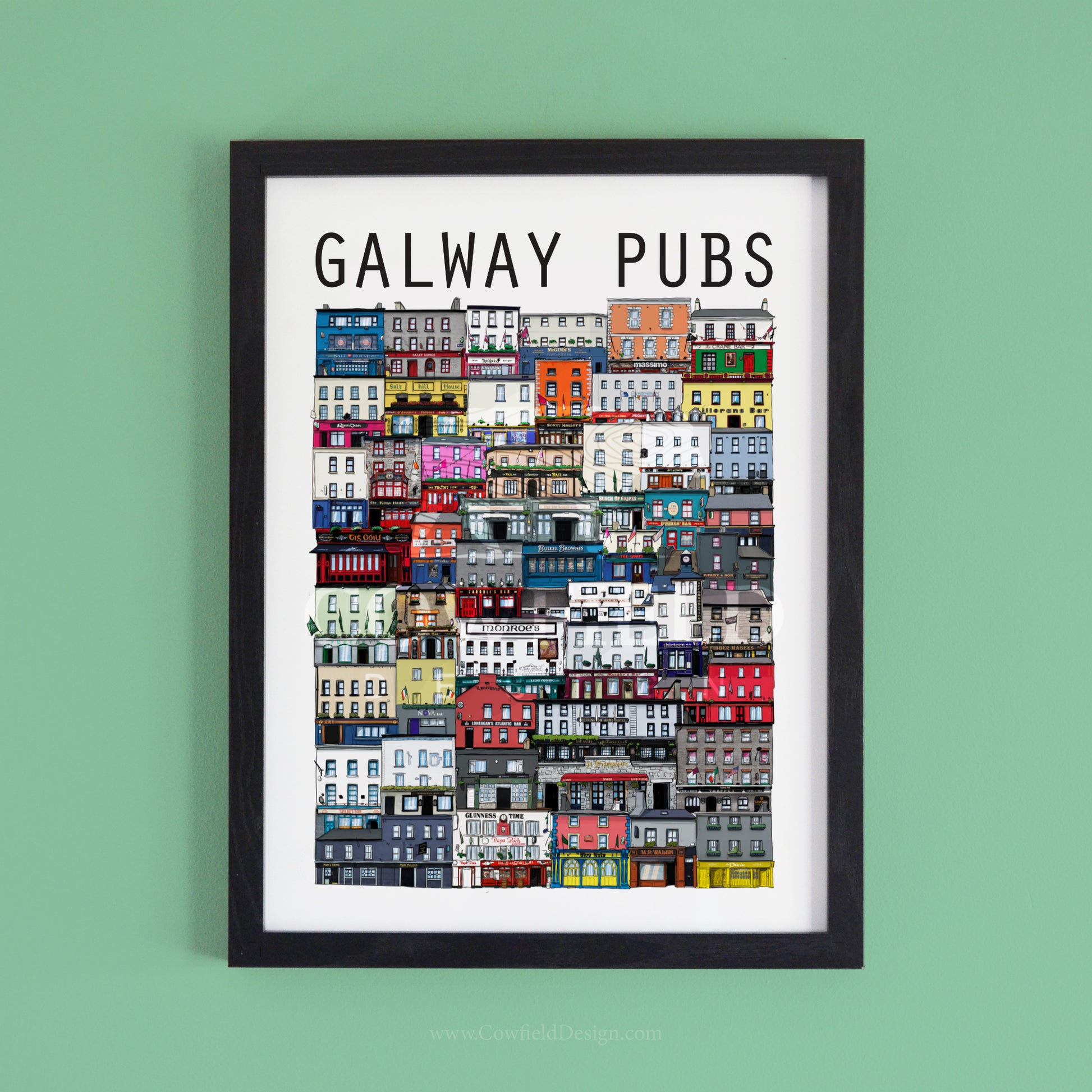 700x500mm Unframed Galway Pubs