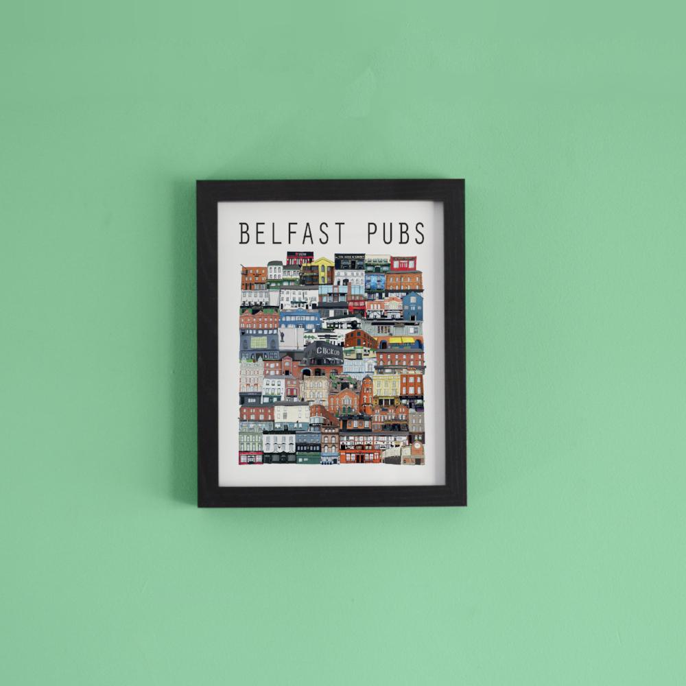 8x10 inch Framed Belfast Pubs